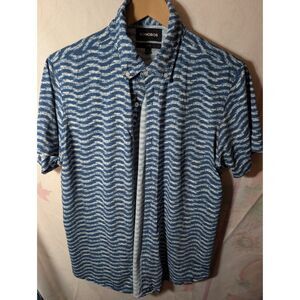 Bonobos Men’s Slim Fit Short Sleeve Button Up Shirt Blue Wave Size Medium